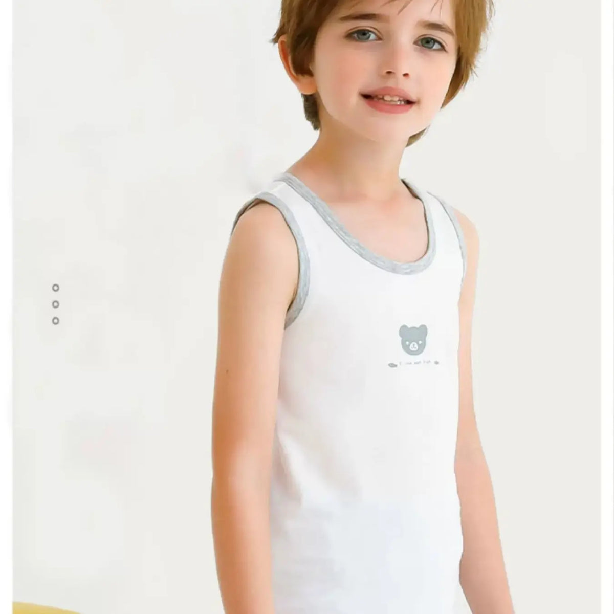Boys' Cartoon Bear Print Tank Top, Breathable Round Neck Sleeveless Shirt, Comfortable Quick-Dry Innerwear, Quick Drying Undershirts, Quick Dry Underwear, Ideal for Play and School