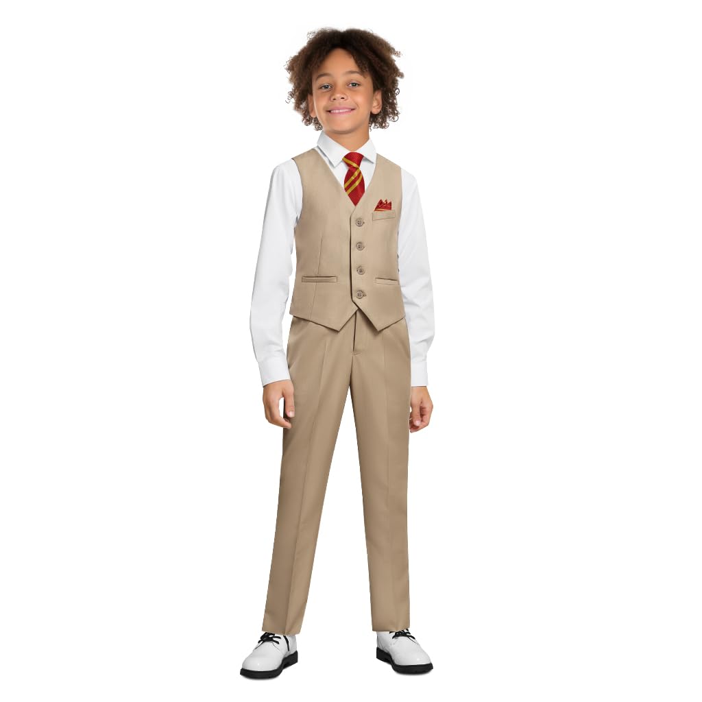 Boys' 6-Piece Formal Slim Fit Suit Vest Set Adjustable Waist
