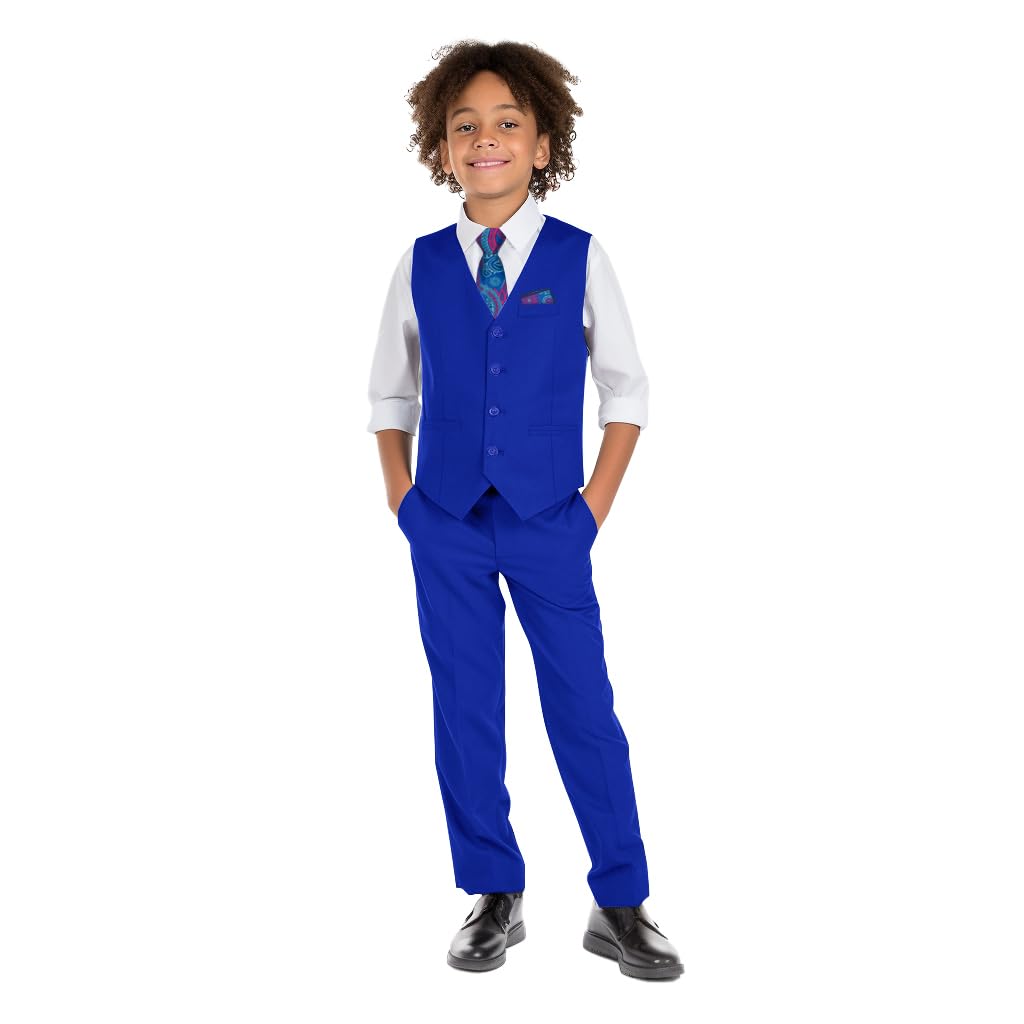 Boys' 6-Piece Formal Slim Fit Suit Vest Set Adjustable Waist