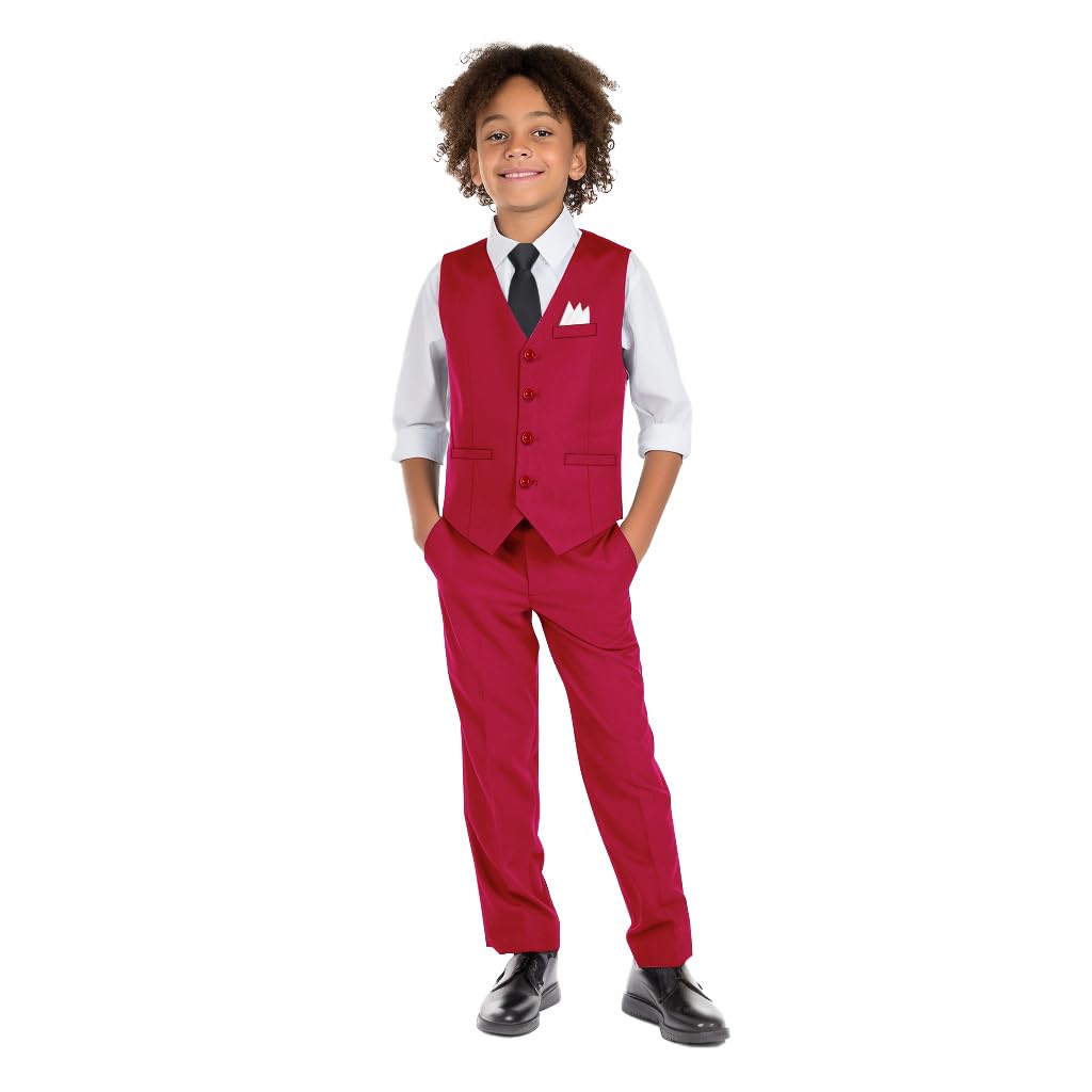 Boys' 6-Piece Formal Slim Fit Suit Vest Set Adjustable Waist