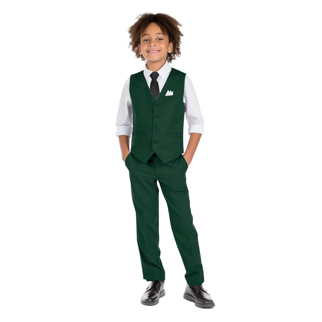 Boys' 6-Piece Formal Slim Fit Suit Vest Set Adjustable Waist