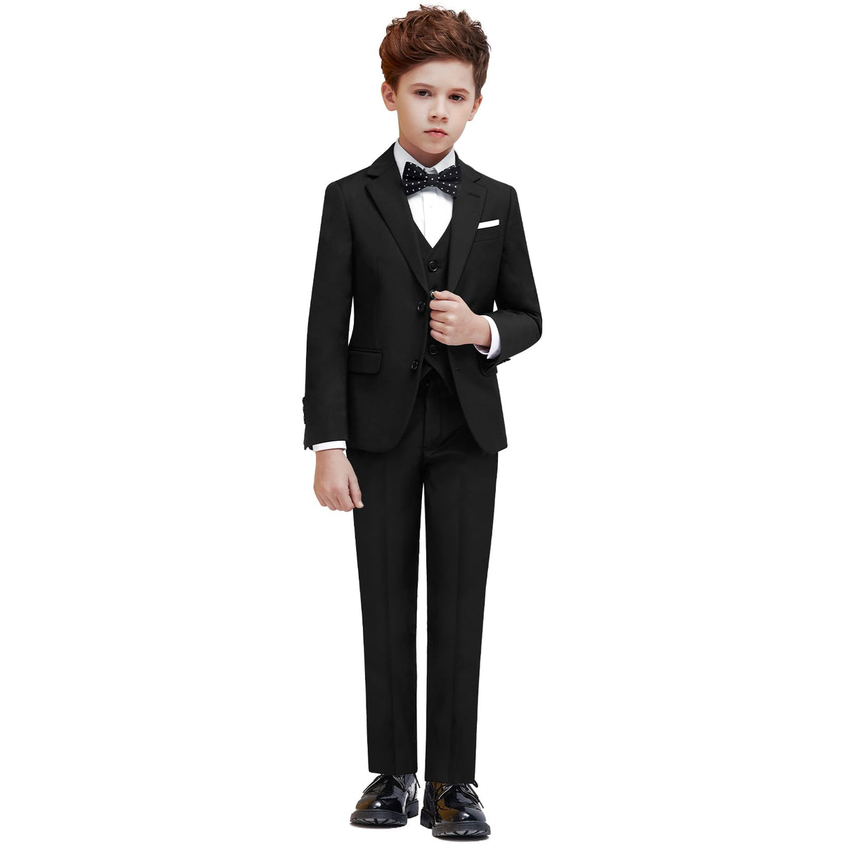 Boys Suit 7-Piece 4 Fits Extra Husky/Husky/Slim/Regular Adjustable Waist + Suspenders