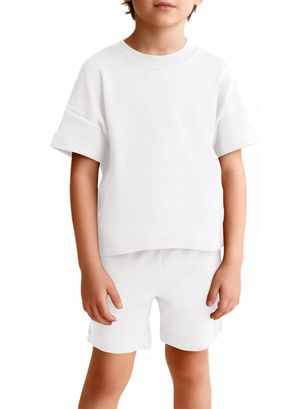 Haloumoning Toddler Baby Boy 2 Piece Summer Outfits Kids Casual Short Sleeve T-Shirts and Elastic Waist Shorts Set 1-8 Years