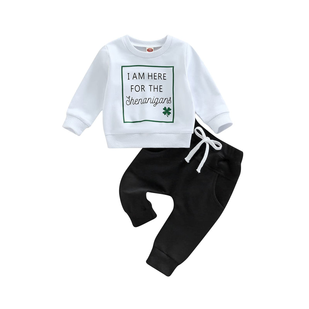 allshope Toddler Baby Boy Fall Outfit Crewneck Long Sleeve Sweatshirt Tops Elastic Pants Jogger Cute Newborn Clolthes Set