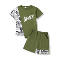 OLMRJKD Boys 2 Piece Outfits Short Sleeve Colorblock T-shirt and Shorts Summer Casual Clothes for 6-12 Years