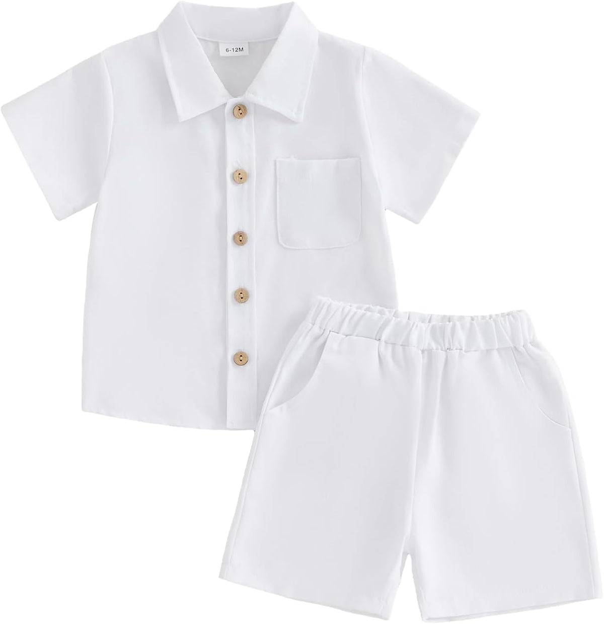 Baby Boys Summer Outfit Cotton Button Down Shirt and Shorts Set Toddler Infant Clothes for Beach Baptism Birthday