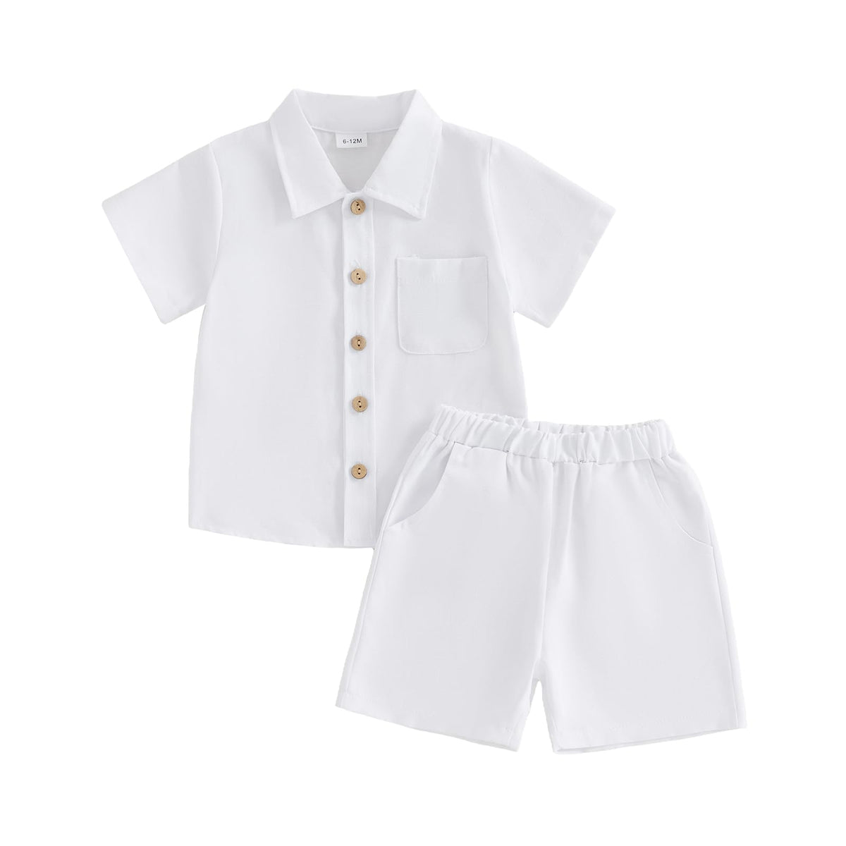 Baby Boys Summer Outfit Cotton Button Down Shirt and Shorts Set Toddler Infant Clothes for Beach Baptism Birthday