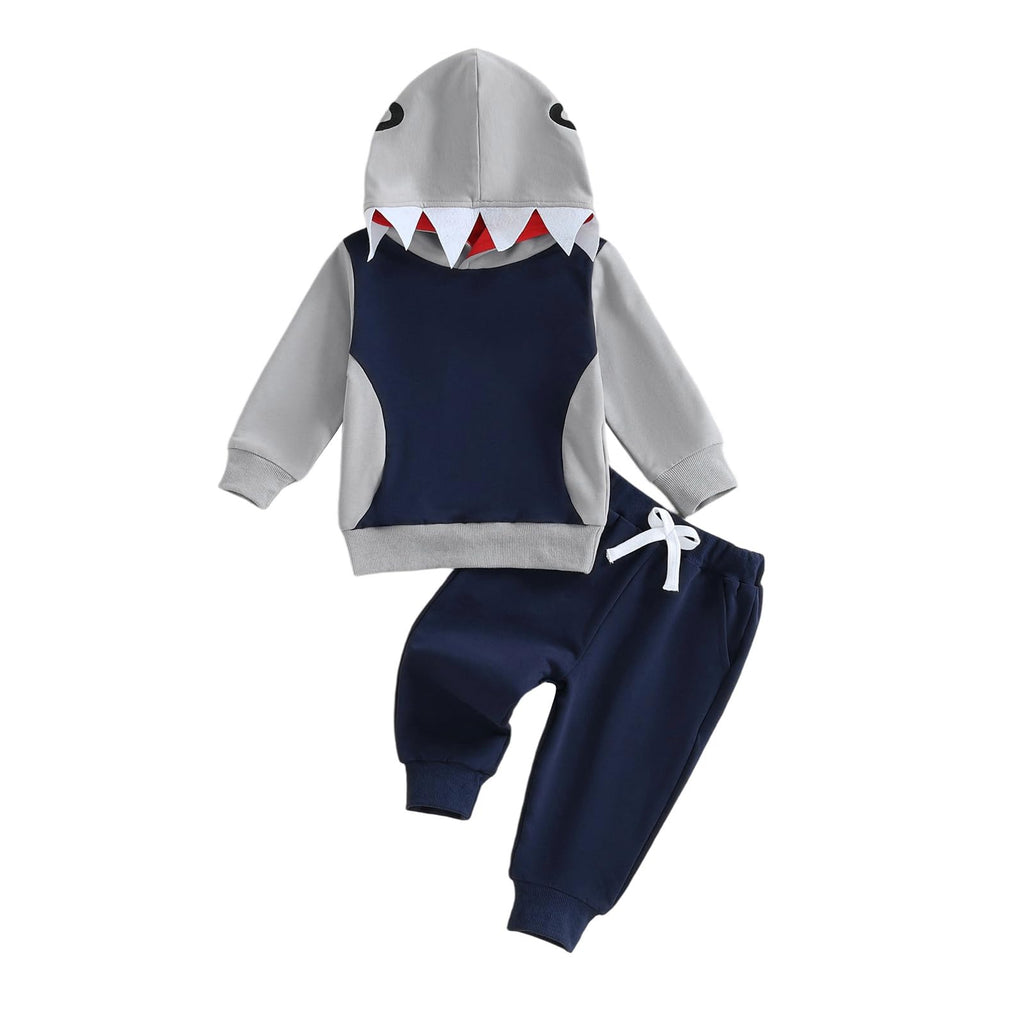 2Pcs Baby Boys Hoodie Tops Pants Set Dinosaur Deer Print Sweatsuit Fall Winter Outfits