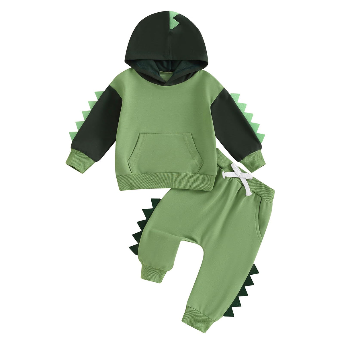 2Pcs Baby Boys Hoodie Tops Pants Set Dinosaur Deer Print Sweatsuit Fall Winter Outfits