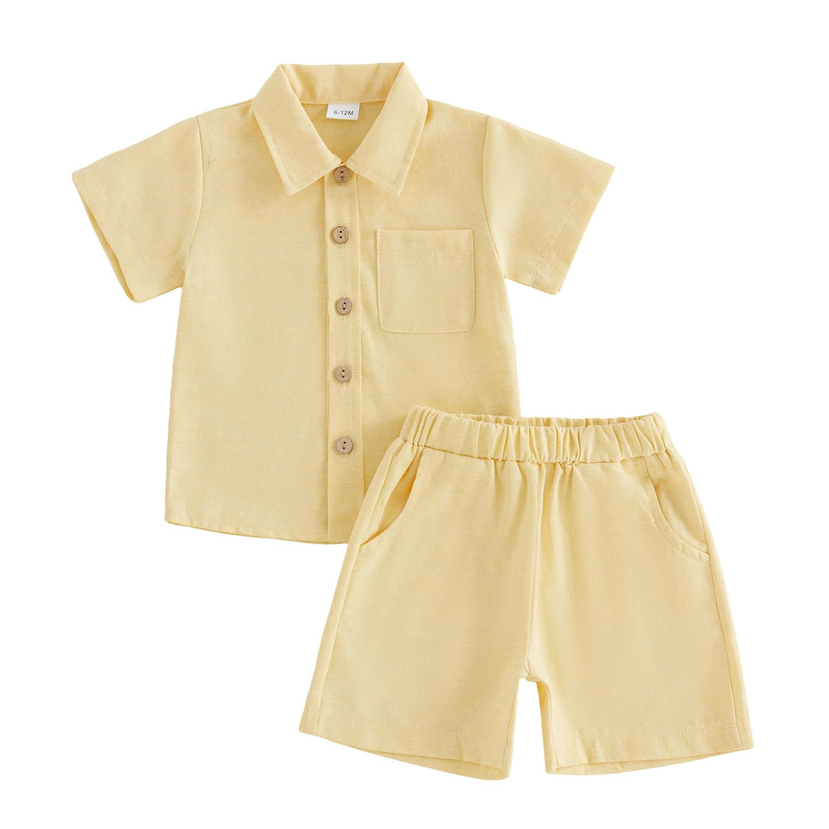 Baby Boys Summer Outfit Cotton Button Down Shirt and Shorts Set Toddler Infant Clothes for Beach Baptism Birthday