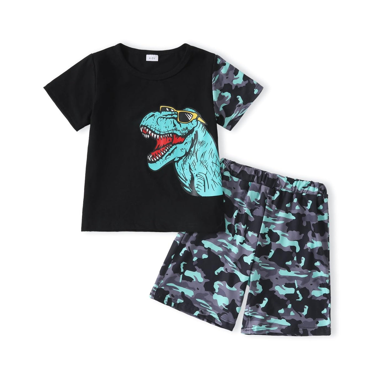 4-8T Toddler Boys 2-Piece Summer Casual Outfit Striped Print Short Sleeve T-Shirt & Shorts Set