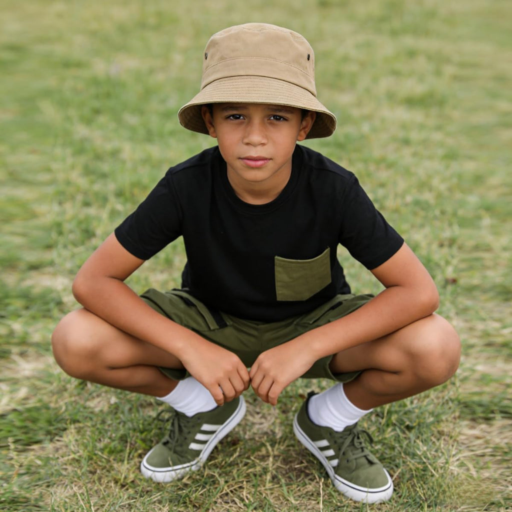 Azmxynol Tween Boys Clothes Daily Casual Short Sleeve Top + Cargo Shorts 2 Pieces Outfit Set, Size 6-14 Years