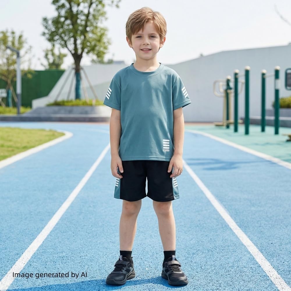 Toddler Boys Clothes Mesh Athletic Summer Short Sleeve T-Shirt and Shorts Kids Outfit Set 3-10 Year