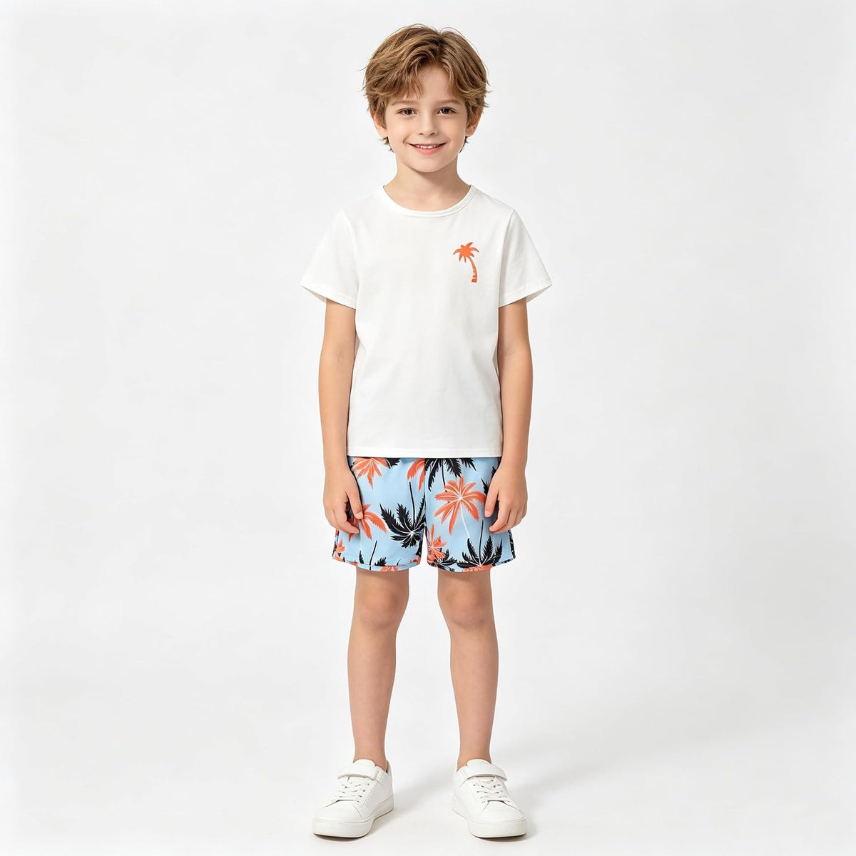 Boys' 6 Piece Summer Holiday Outfits Short Sleeve Graphic T-Shirts Tops and Shorts Sets Beach Casual Clothes 3-14Y