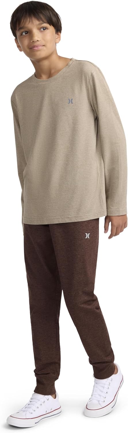 Hurley Boys' Long Sleeve Soft Basic T-shirt and Joggers 2-piece Outfit Set