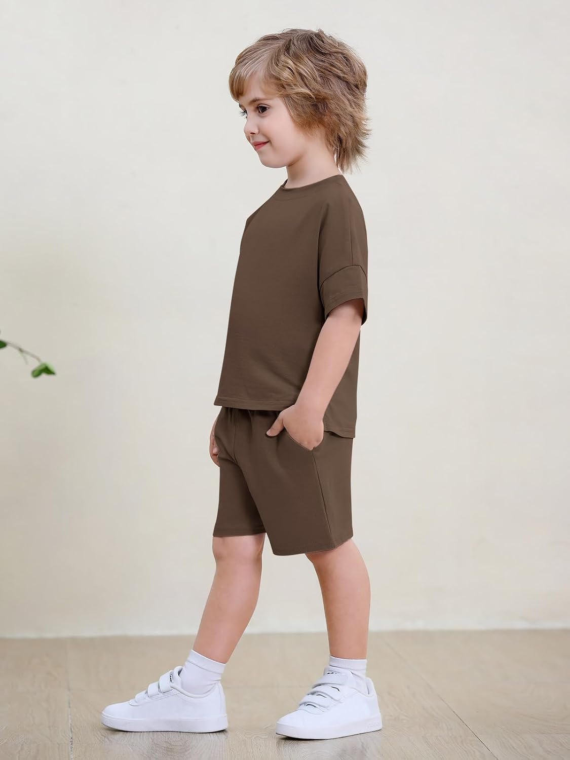 Haloumoning Toddler Baby Boy 2 Piece Summer Outfits Kids Casual Short Sleeve T-Shirts and Elastic Waist Shorts Set 1-8 Years