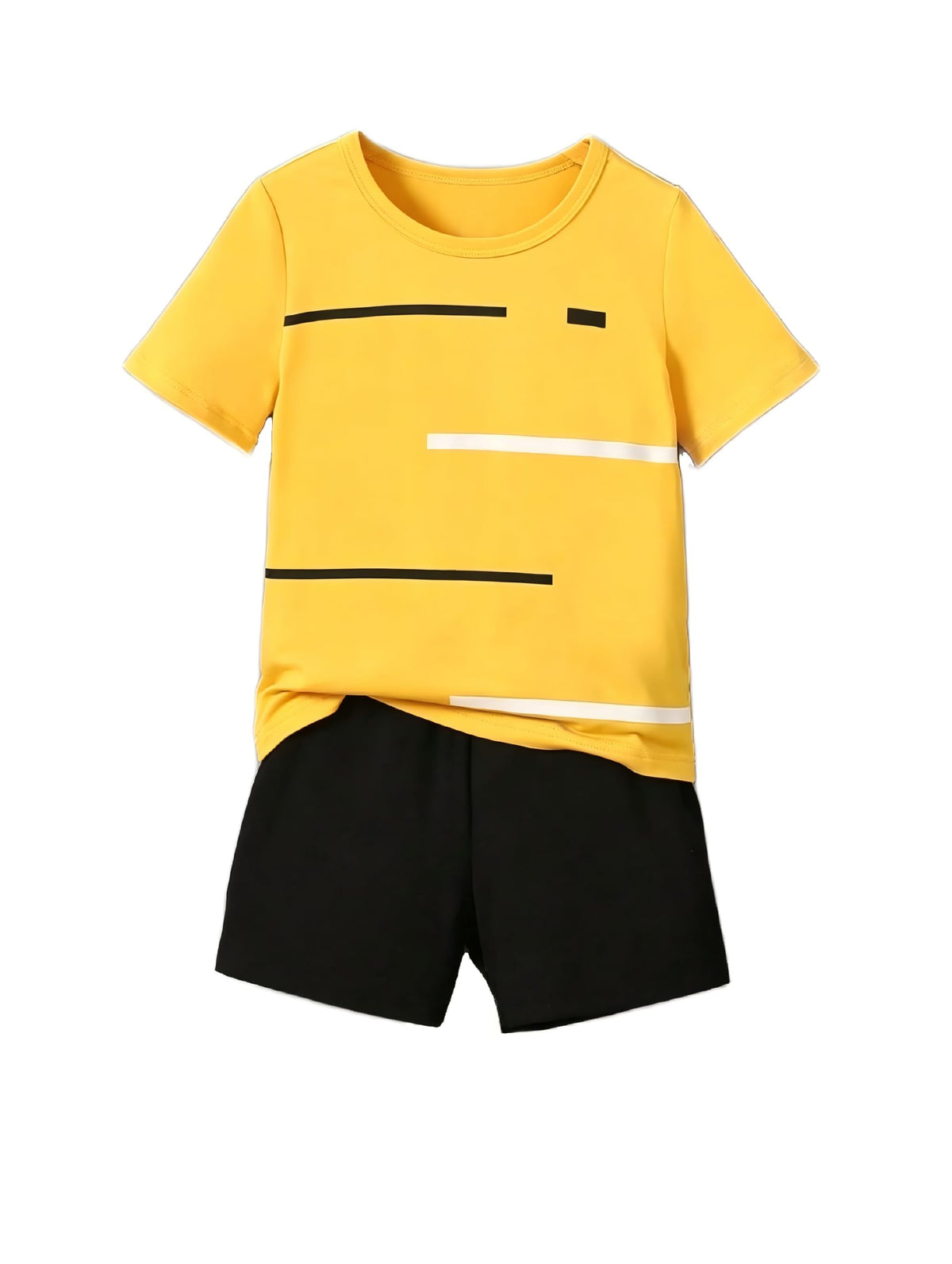 4-8T Toddler Boys 2-Piece Summer Casual Outfit Striped Print Short Sleeve T-Shirt & Shorts Set