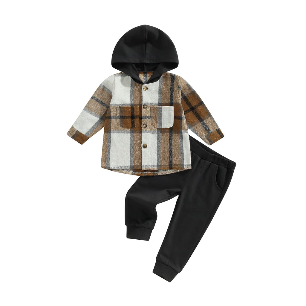 2Pcs Baby Boys Hoodie Tops Pants Set Dinosaur Deer Print Sweatsuit Fall Winter Outfits