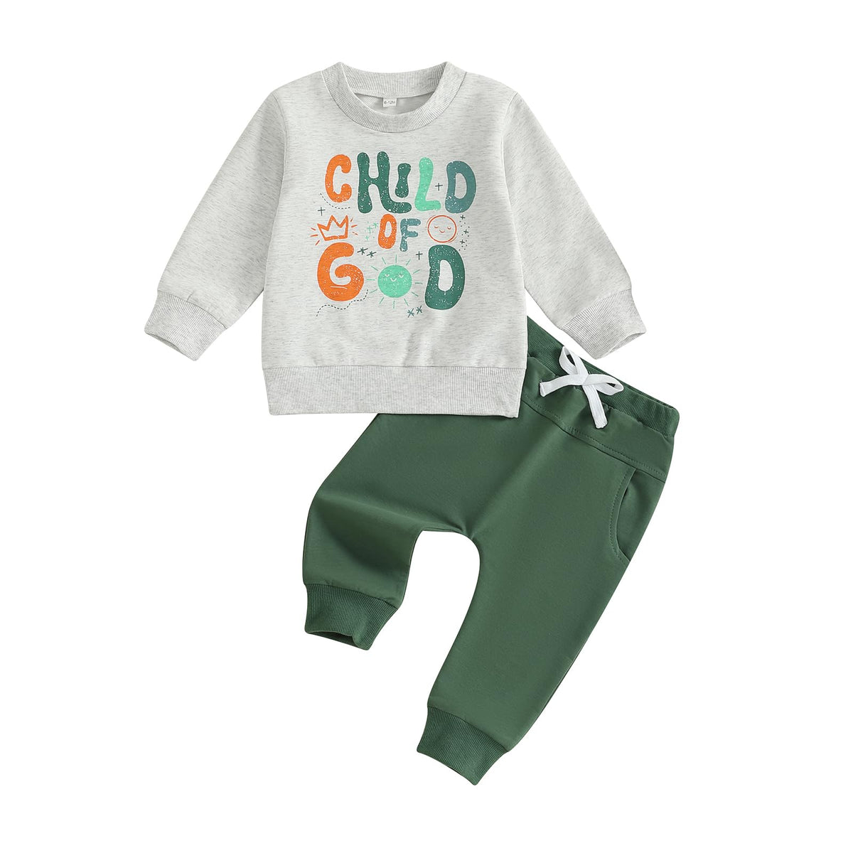 Fernvia Toddler Boy Fall Winter Clothes God Says I Am Long Sleeve Pullover Sweatshirts + Solid Joggers Pants Outfits Set