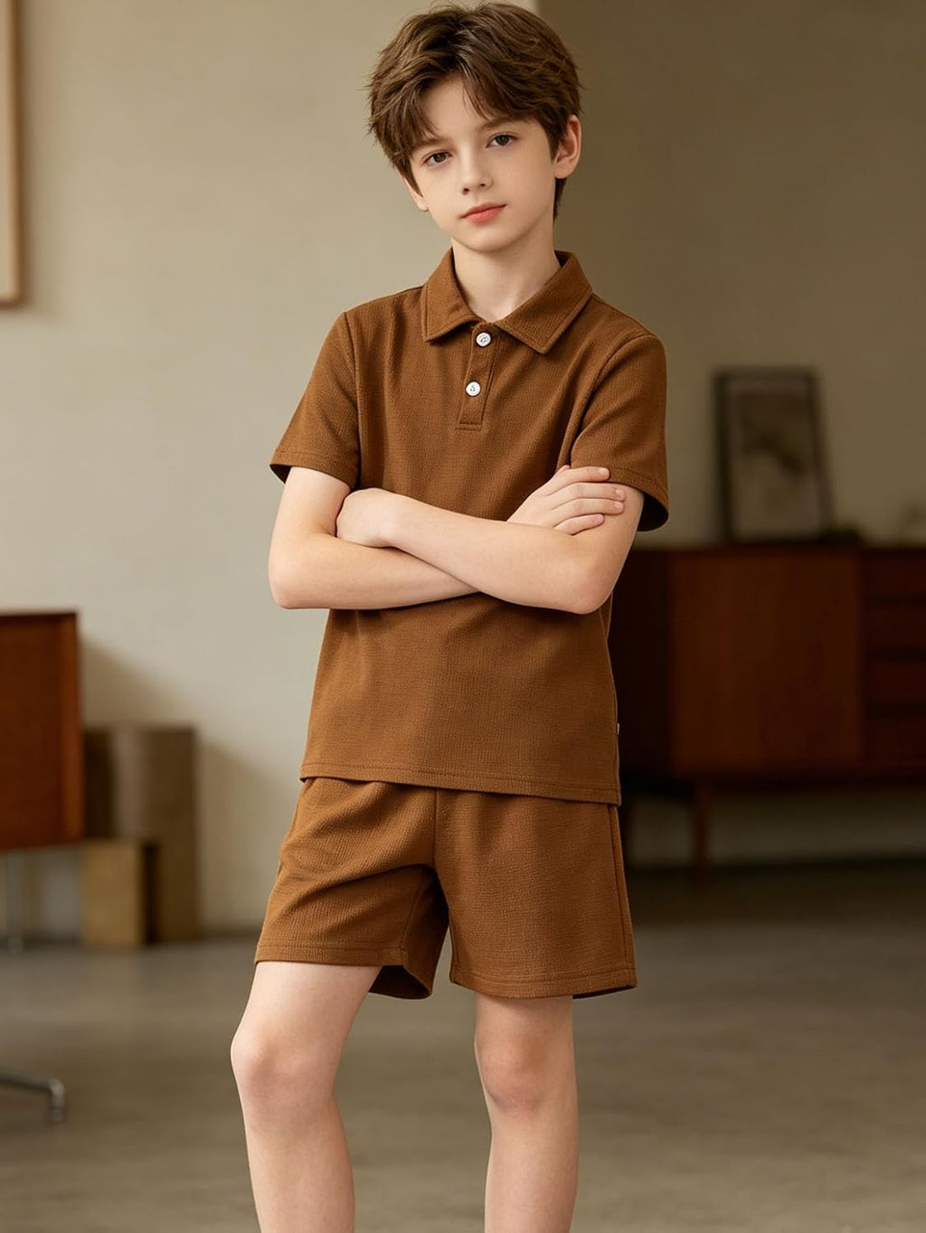 Boys Summer Outfits Casual Polo Shirts and Shorts Sets