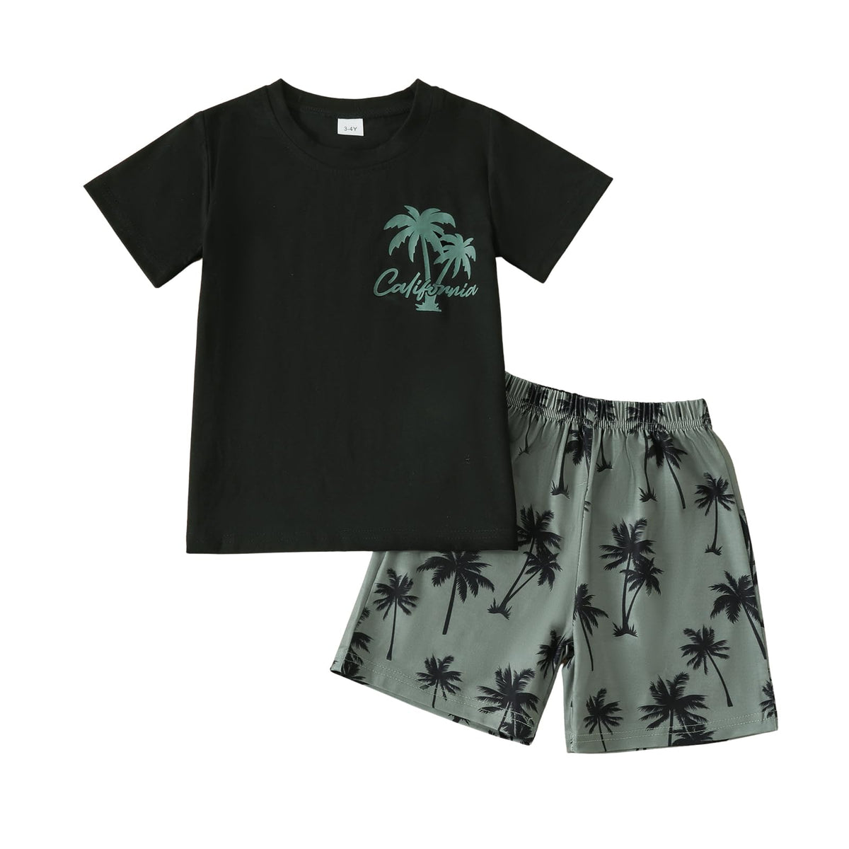 4-8T Toddler Boys 2-Piece Summer Casual Outfit Striped Print Short Sleeve T-Shirt & Shorts Set