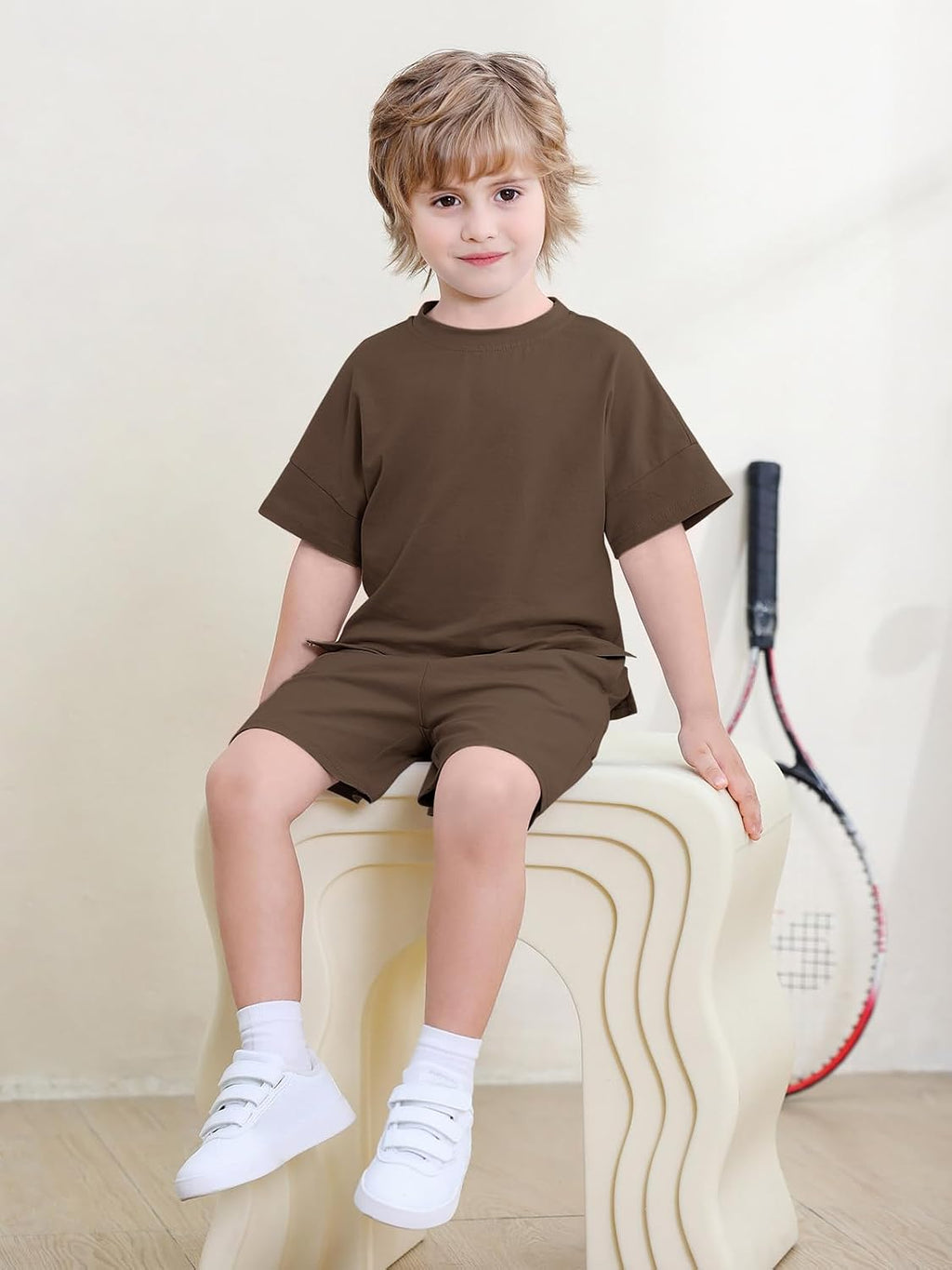 Haloumoning Toddler Baby Boy 2 Piece Summer Outfits Kids Casual Short Sleeve T-Shirts and Elastic Waist Shorts Set 1-8 Years