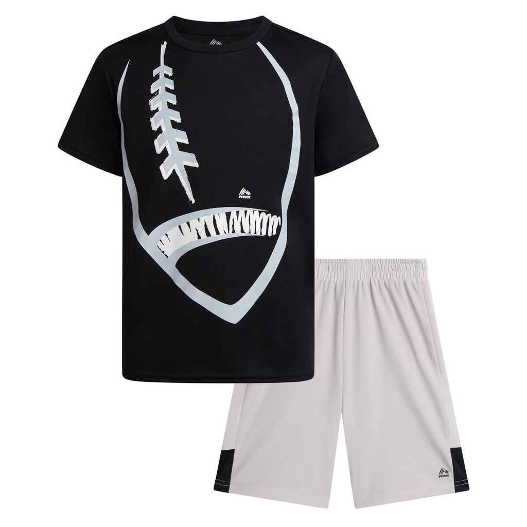 RBX Boys 2 Piece Graphic Tees & Mesh Gym Shorts Set, Elastic Waistband