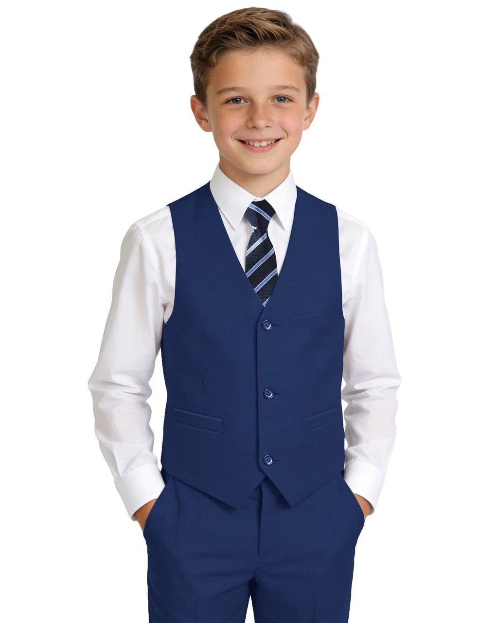 Boys Suits Kids Dress Vest Pants Set Ring Bearer Outfit 5-16Y