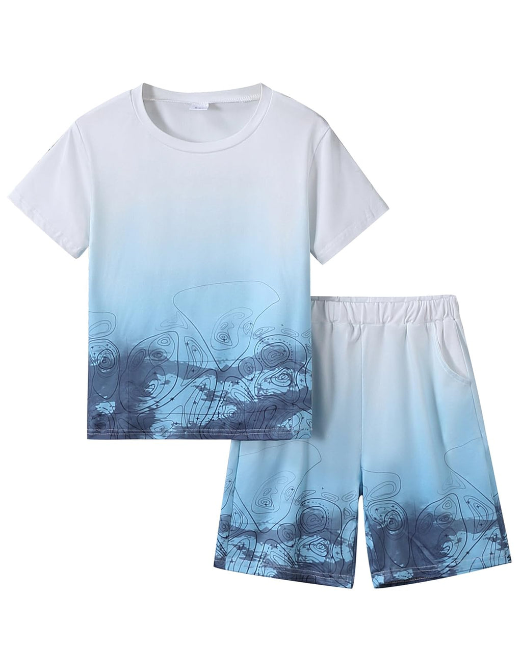 Kid Toddler Baby Boys Clothes Tie-dye Palm Leaf Top 2Pcs Summer Shorts Set