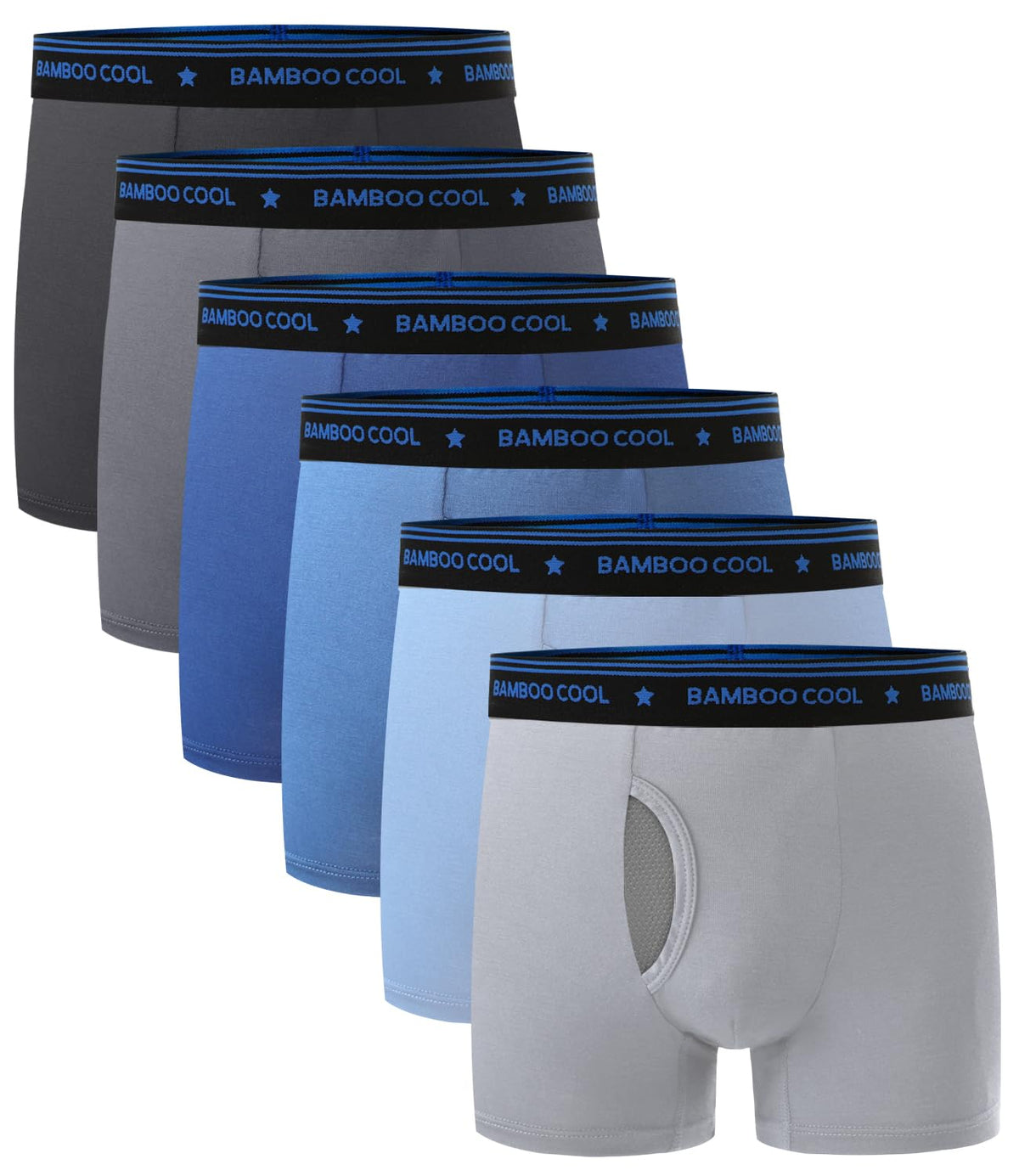 BAMBOO COOL Boy's Underwear Boxer Briefs for Boy Breathable Mesh Fly Zone Moisture-Wicking 6 Pack