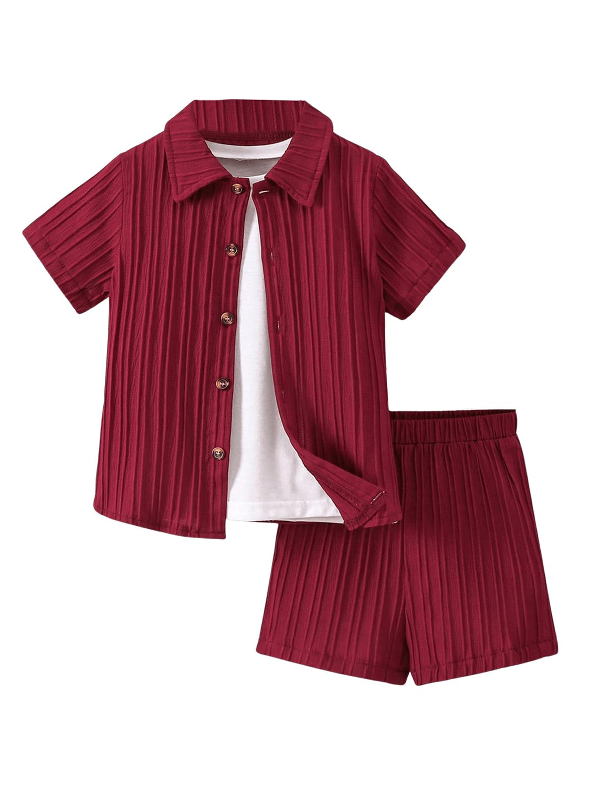 SweatyRocks Boy's Fashion Summer Outfits Button Down Shirt and Shorts Set