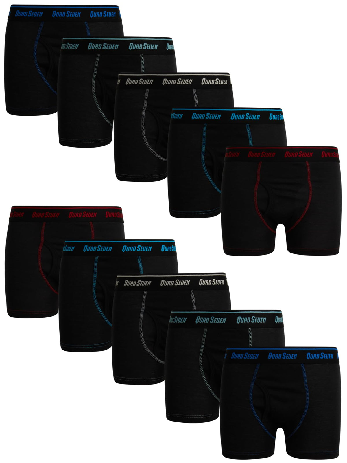 Quad Seven Boys Boxer Briefs 10 Pack Cotton Underwear (4-14)