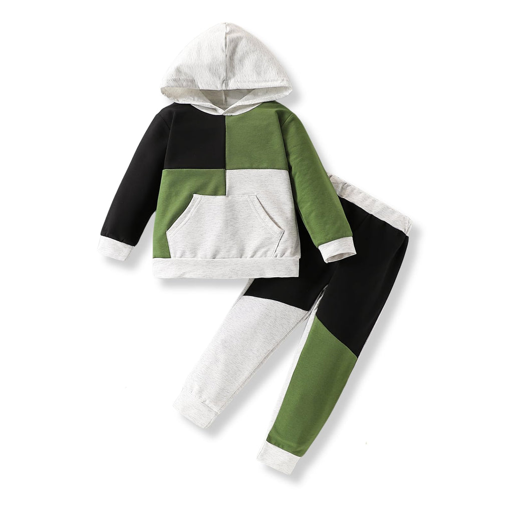 2-6T Toddler Baby Boy Clothes Color Blocking Hoodies + Pants Fall Winter Outfits
