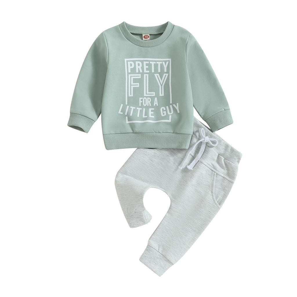 allshope Toddler Baby Boy Fall Outfit Crewneck Long Sleeve Sweatshirt Tops Elastic Pants Jogger Cute Newborn Clolthes Set
