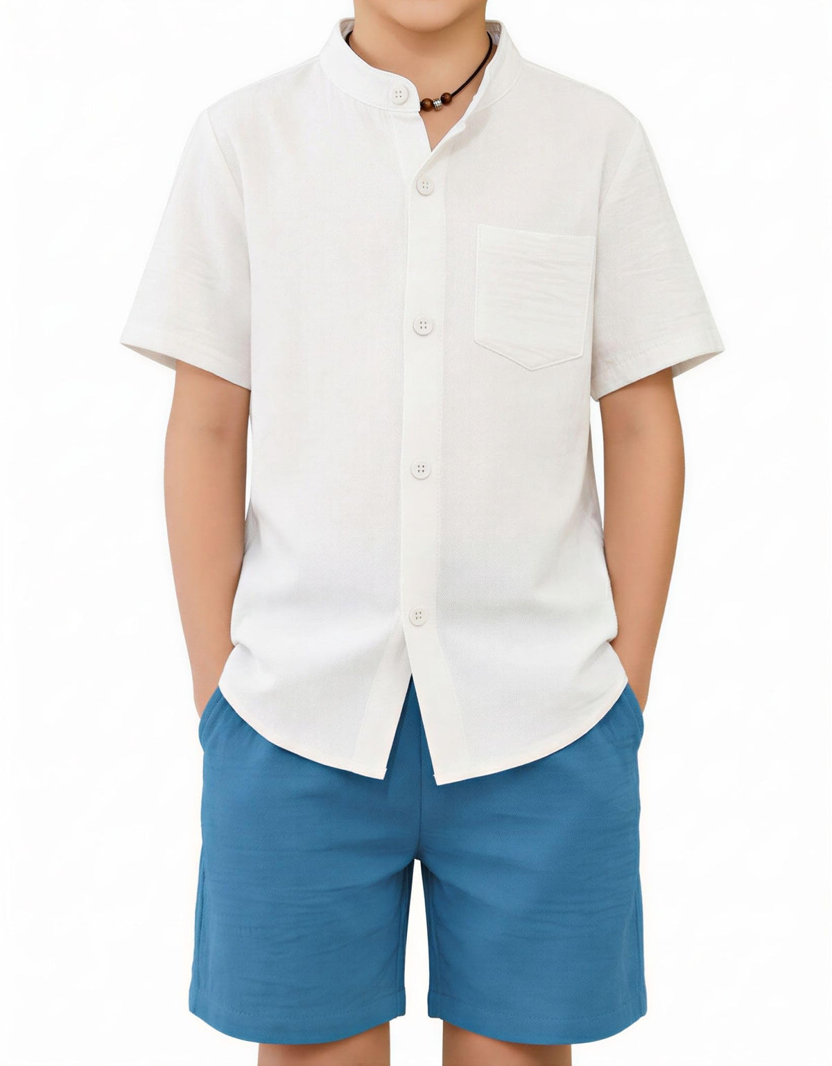 Arshiner Toddler Boys 2 Piece Outfits Texture Button Down Shirt and Shorts