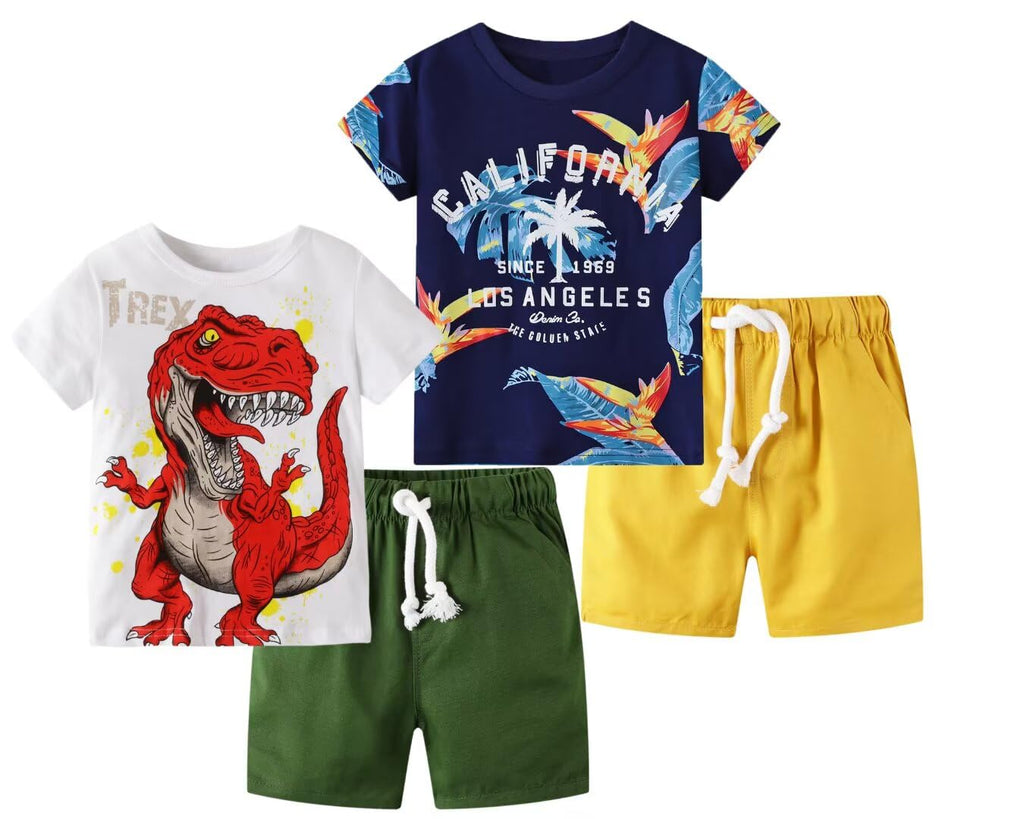 Toddler Boy Summer Clothes Outfits Short Sleeve Shirt Set 2-7 Years
