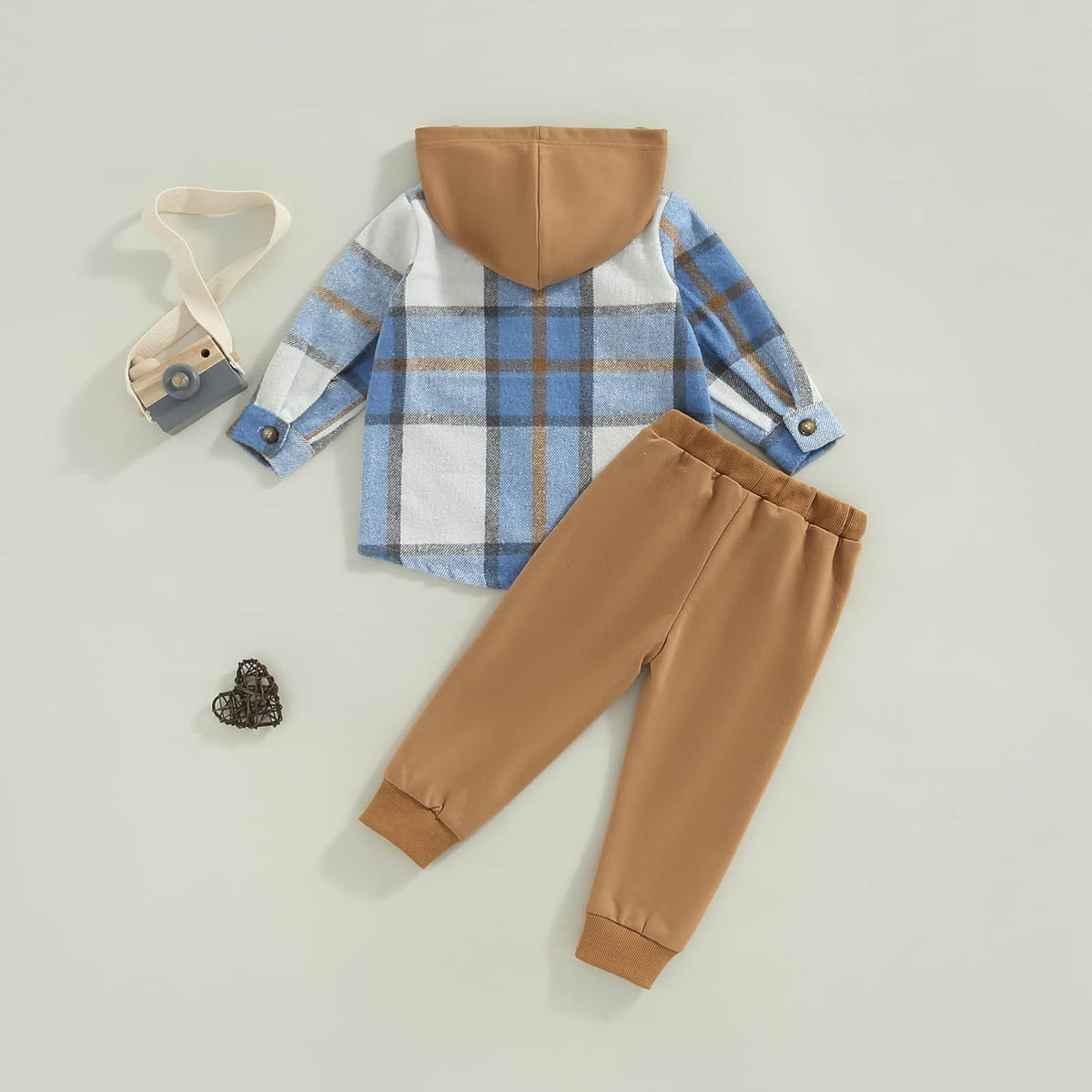 Douhoow Toddler Unisex Baby Clothes Boys Girls Flannel Shirt Tops Plaid Hoodie Sweatshirt + Sweatpants Fall Winter Outfits