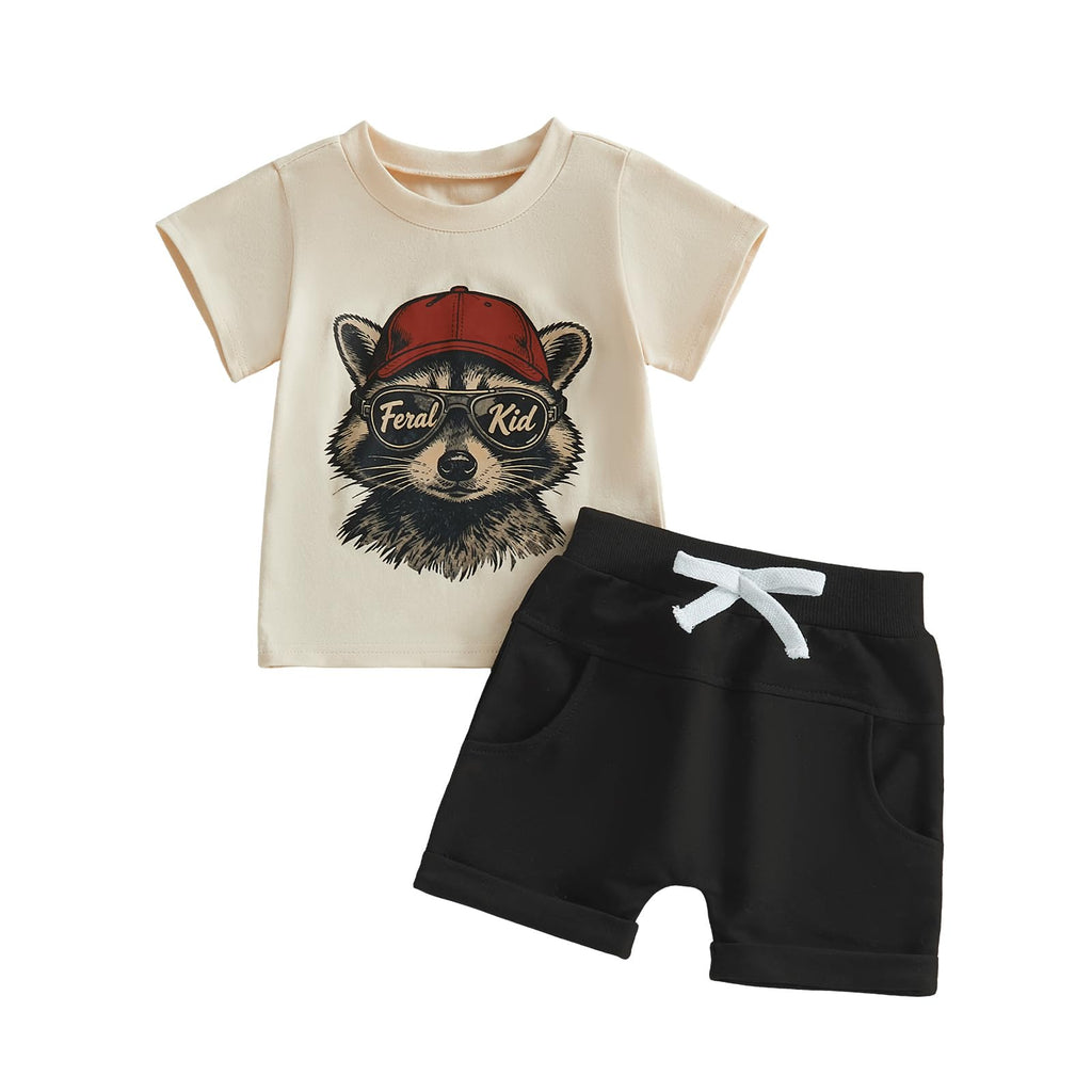 Kupretty Toddler Baby Boy Clothes Summer Outfit Animals Shirt Shorts Set
