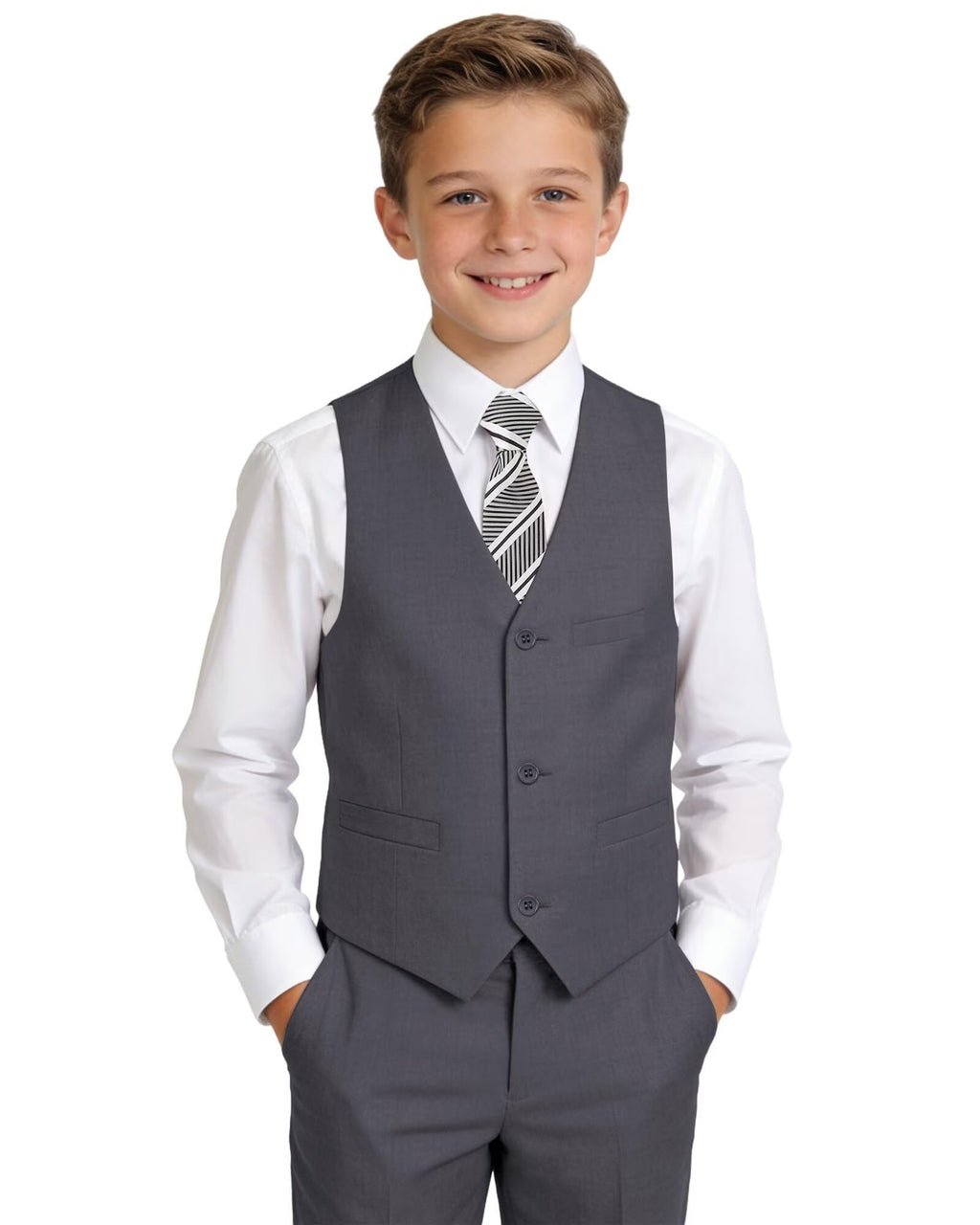 Boys Suits Kids Dress Vest Pants Set Ring Bearer Outfit 5-16Y
