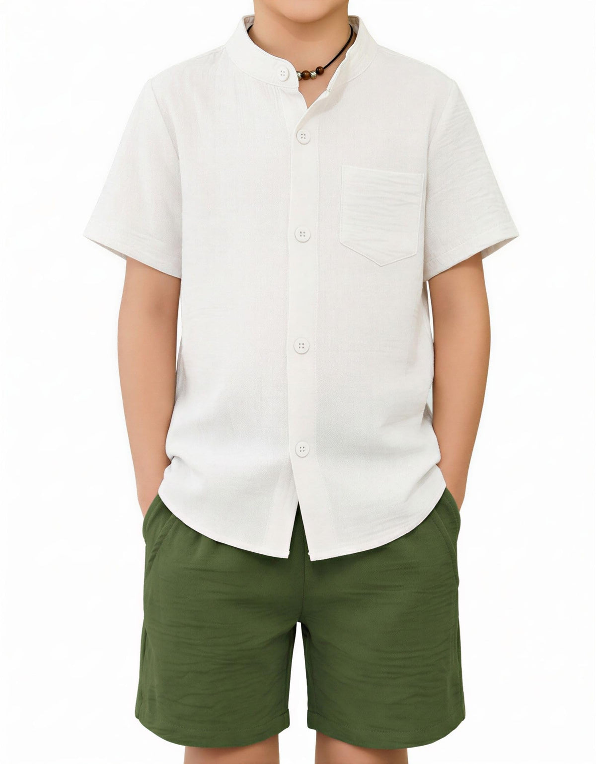 Arshiner Toddler Boys 2 Piece Outfits Texture Button Down Shirt and Shorts