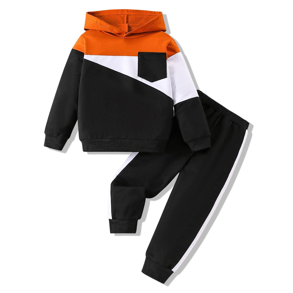 2-6T Toddler Baby Boy Clothes Color Blocking Hoodies + Pants Fall Winter Outfits