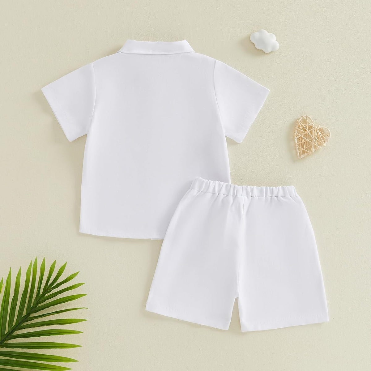Baby Boys Summer Outfit Cotton Button Down Shirt and Shorts Set Toddler Infant Clothes for Beach Baptism Birthday