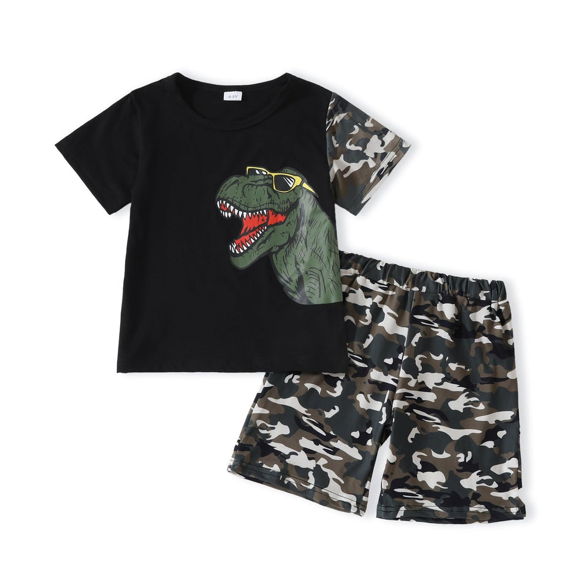 4-8T Toddler Boys 2-Piece Summer Casual Outfit Striped Print Short Sleeve T-Shirt & Shorts Set