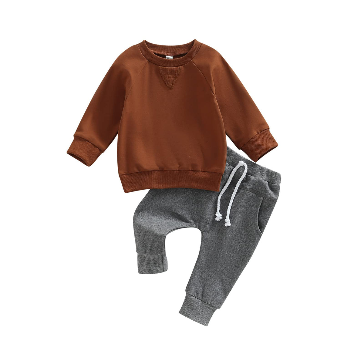 allshope Toddler Baby Boy Fall Outfit Crewneck Long Sleeve Sweatshirt Tops Elastic Pants Jogger Cute Newborn Clolthes Set