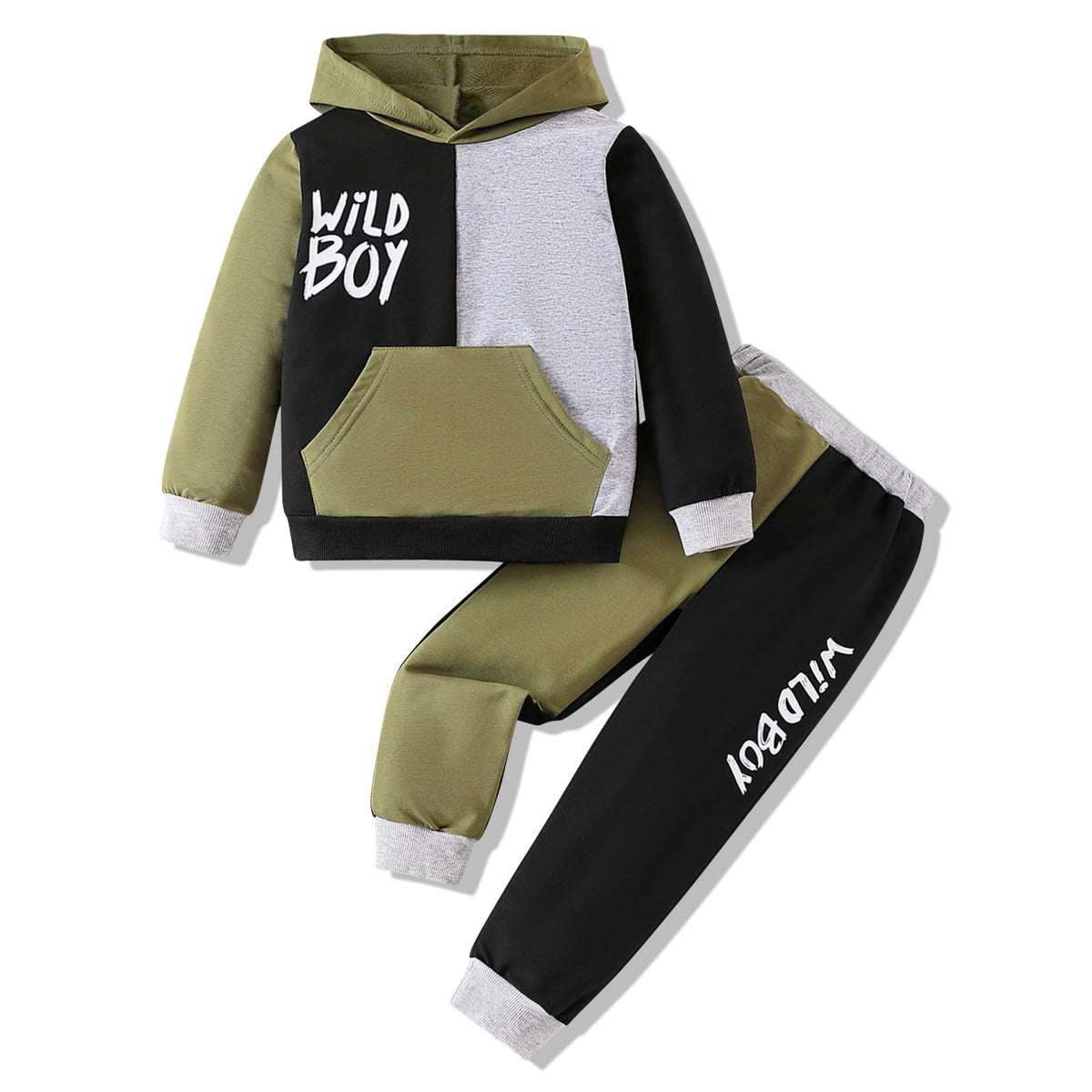 2-6T Toddler Baby Boy Clothes Color Blocking Hoodies + Pants Fall Winter Outfits