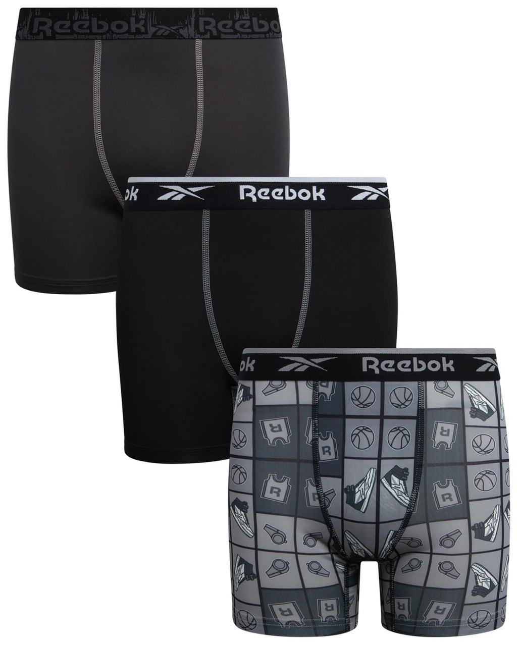 Reebok Boys Boxer Briefs - 3 Pack Performance Underwear Boxers, 5" Inseam
