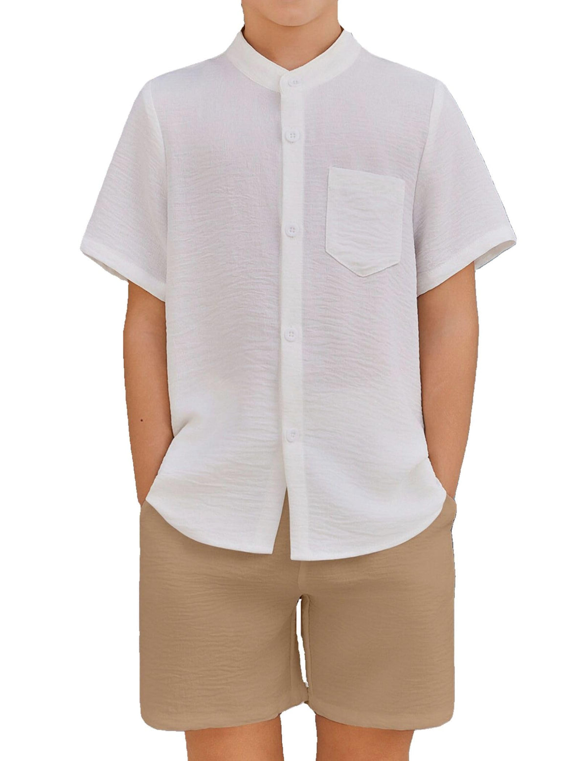 Arshiner Toddler Boys 2 Piece Outfits Texture Button Down Shirt and Shorts