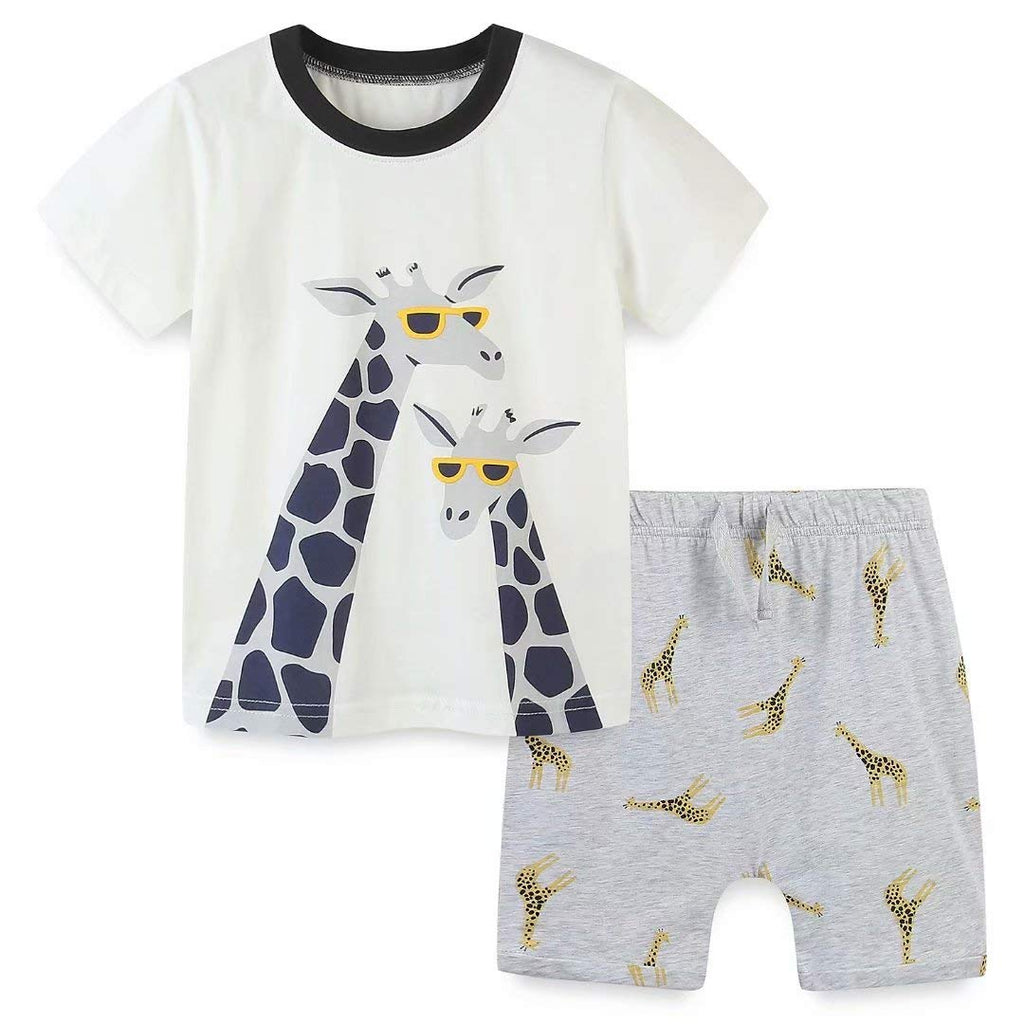 Bumeex Toddler Boy's Cotton Short Sleeve T-Shirt and Short Set 1-7Y