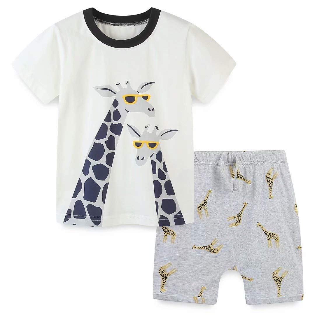 Bumeex Toddler Boy's Cotton Short Sleeve T-Shirt and Short Set 1-7Y