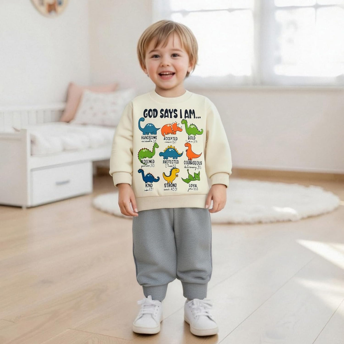 Fernvia Toddler Boy Fall Winter Clothes God Says I Am Long Sleeve Pullover Sweatshirts + Solid Joggers Pants Outfits Set